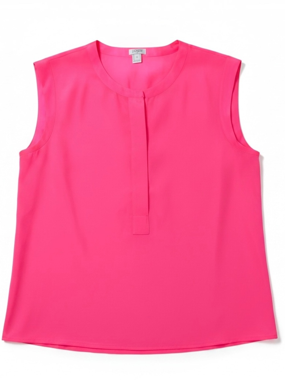 J.Crew Sleeveless Drapey Popover Shirt Blouse Neon Pink Coral Size 10 (M)